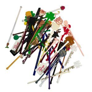 Vintage Swizzle Stick Lot of 50 Barware Bar Stir Sticks Hotels Souvenir Travel